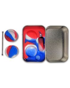Metal Stainless Tin Set 2x5ml Silicone Dab Wax Container Jars