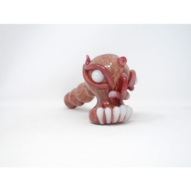 Glass Pipe Red Angry Eye Skull, Hammer Bub with multi Rims