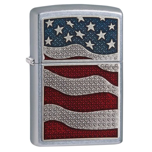 Zippo Diamond Plate Flag Lighter 29513
